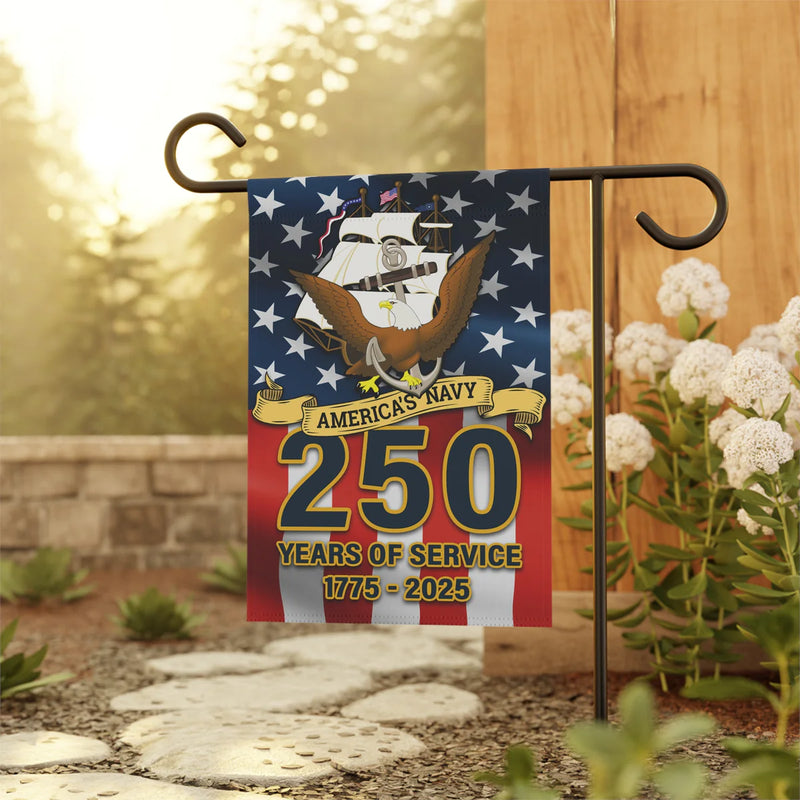 US NAVY 250TH ANNIVERSARY GARDEN FLAG
