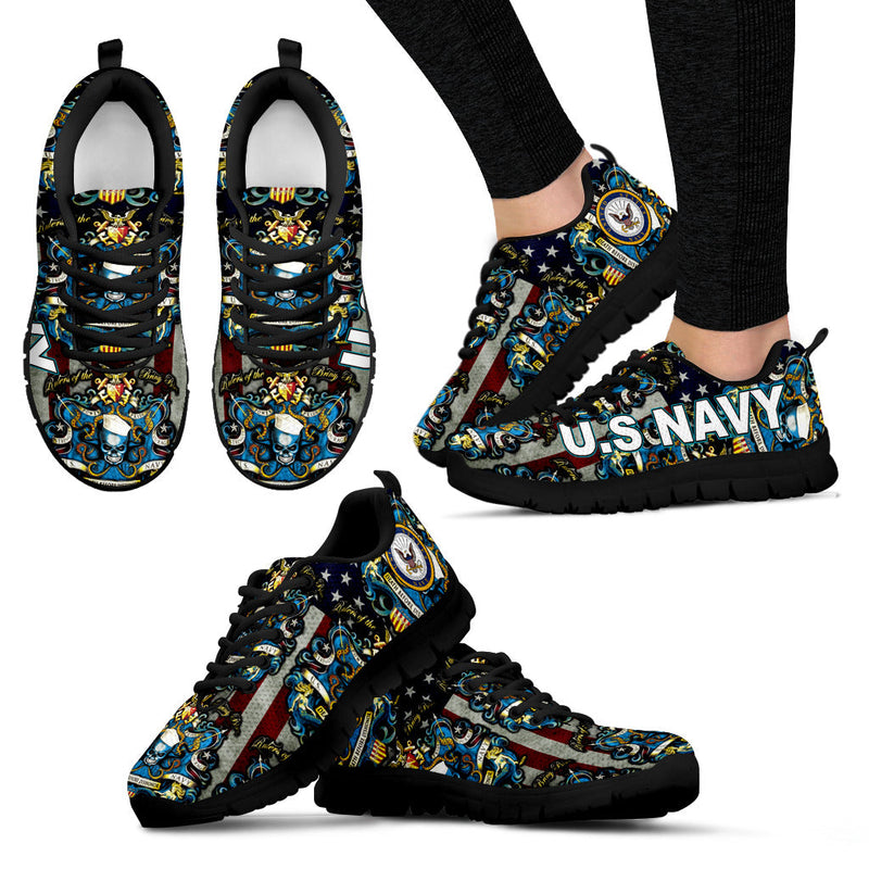 U.S Navy Death Before Dishonor Black Men Sneakers