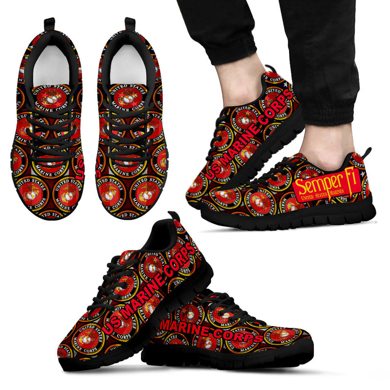 US Marine Coprs Semper Fi Black Men Shoes