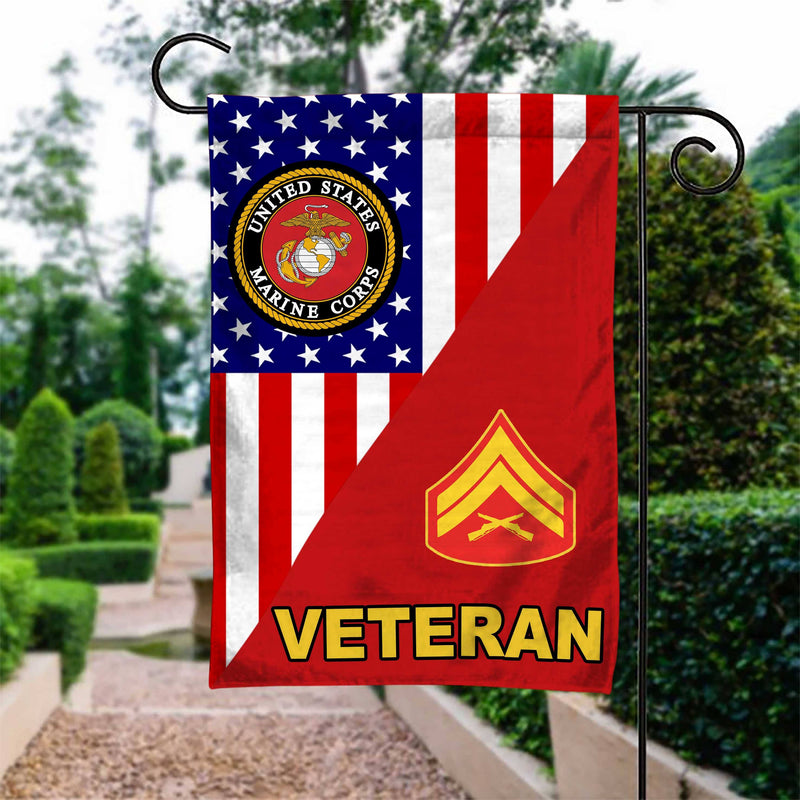 US Marine Rank Marine Corps Veteran Garden Flag