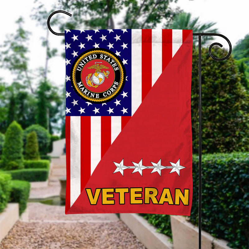 US Marines Officer rank Veteran Garden Flag Double-sided Print