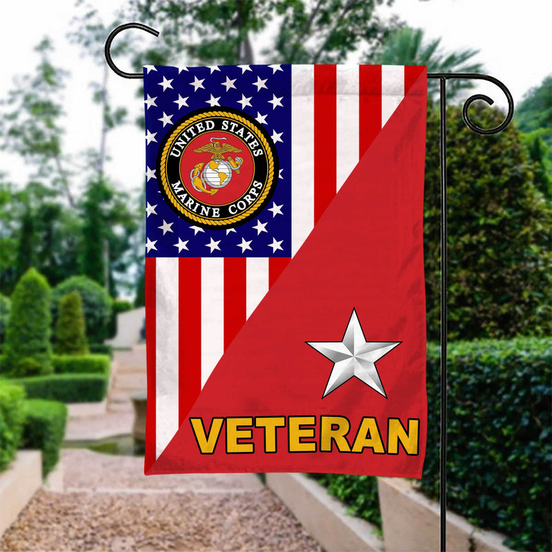US Marines Officer rank Veteran Garden Flag Double-sided Print