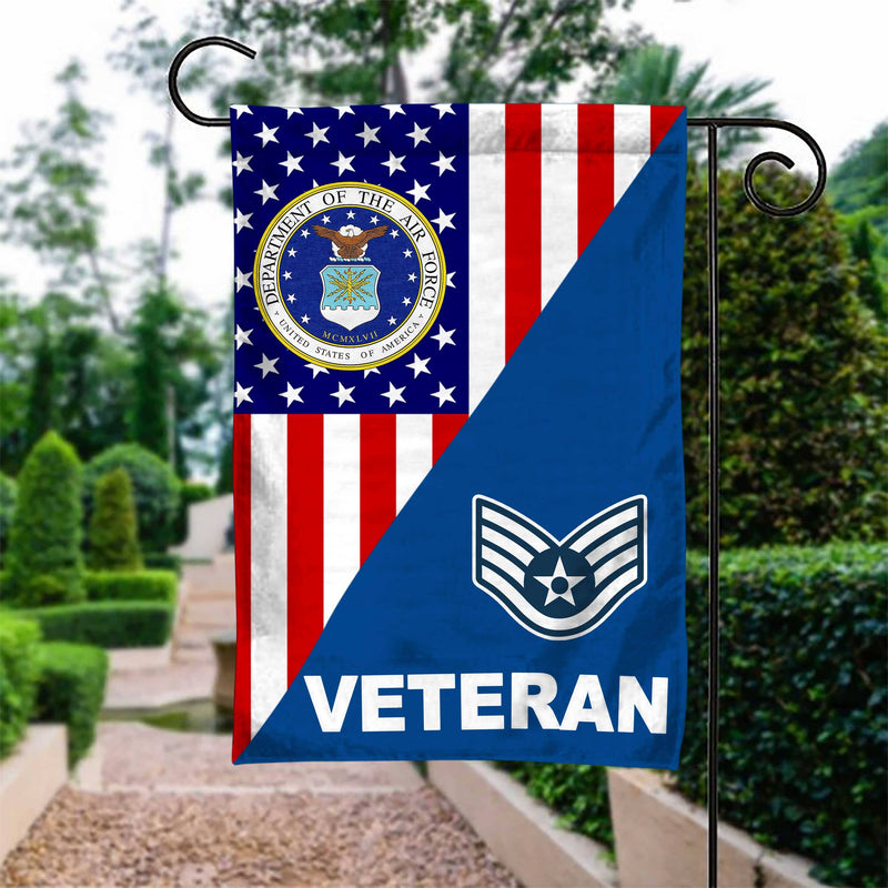 US Airforce Rank Air Force Veteran Garden Flag