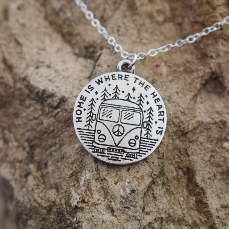 Camping home is where the heart is camping necklace for travel lover gift