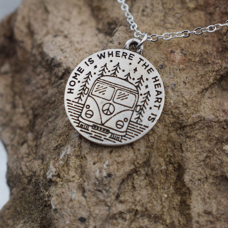 Camping home is where the heart is camping necklace for travel lover gift