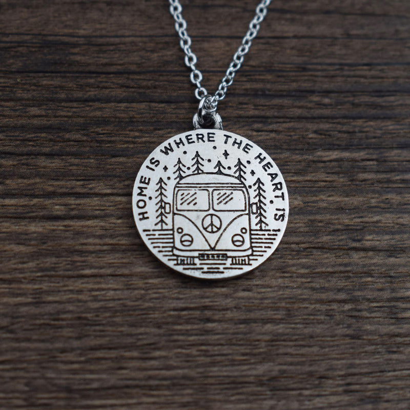 Camping home is where the heart is camping necklace for travel lover gift