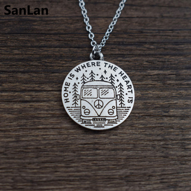 Camping home is where the heart is camping necklace for travel lover gift