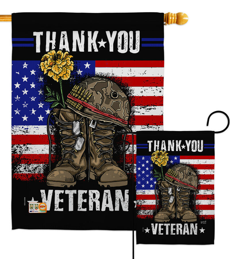 Thank you Veteran Garden Flag Military Armed Forces Gift Small Yard House Banner