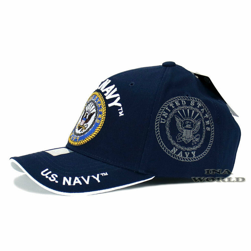 U.S. NAVY Hat Military NAVY Official Licensed Baseball Cap- Navy Blue/White