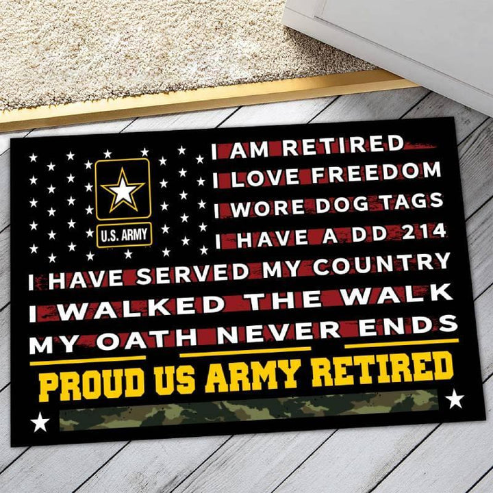 Veteran Doormat With Your Name Personalized Army Doormat