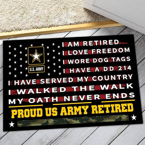 Veteran Doormat With Your Name Personalized Army Doormat