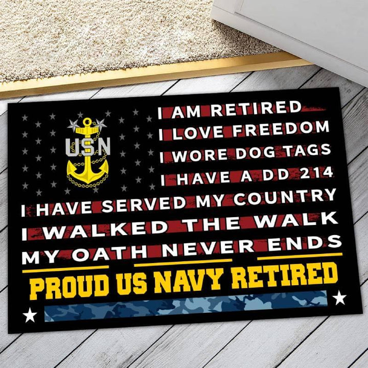 Veteran Doormat With Your Name Personalized Army Doormat