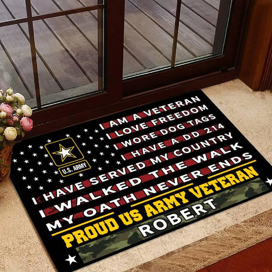 Veteran door mat with your name - Pride