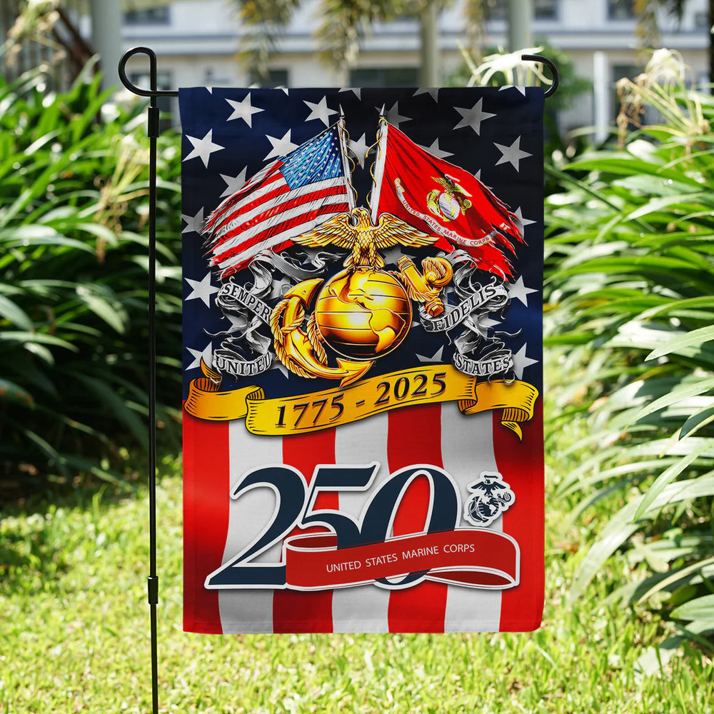 US Marine Corps 250 Years Of Service Garden Flag