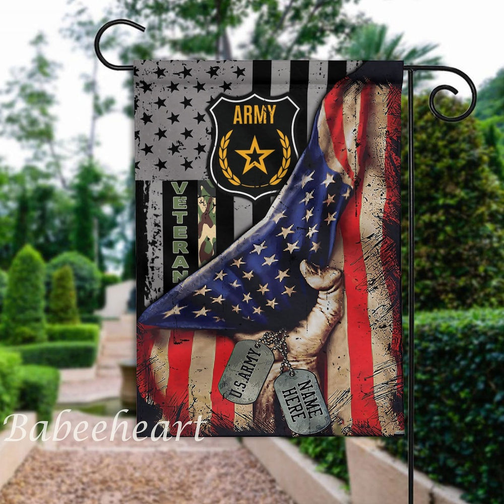 Customized Army Veteran Dogtag Garden Flag