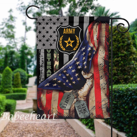 Customized Army Veteran Dogtag Garden Flag