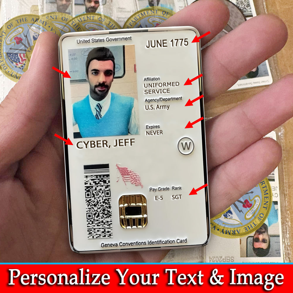 Custom CAC-Style Military Coin – Name, Photo & Service Details