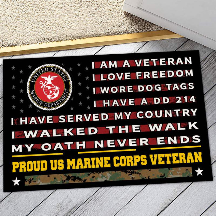 Veteran Doormat With Your Name Personalized Army Doormat