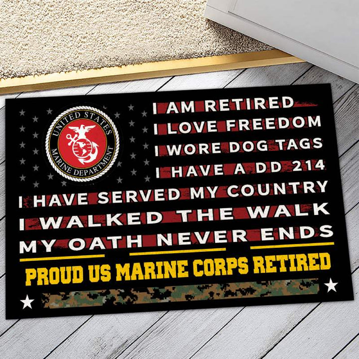 Veteran Doormat With Your Name Personalized Army Doormat