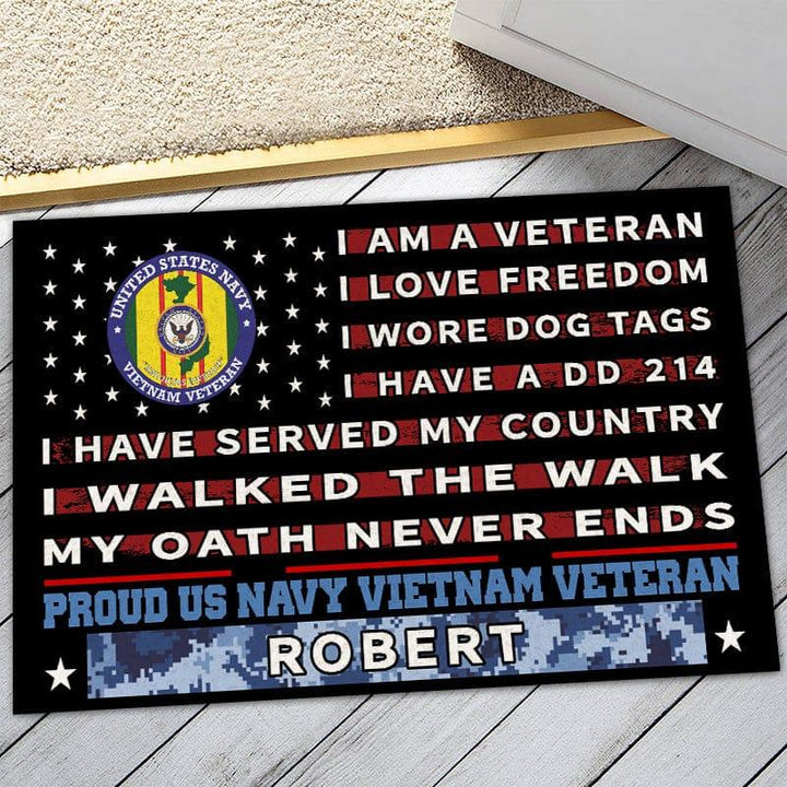 Veteran Doormat With Your Name Personalized Army Doormat