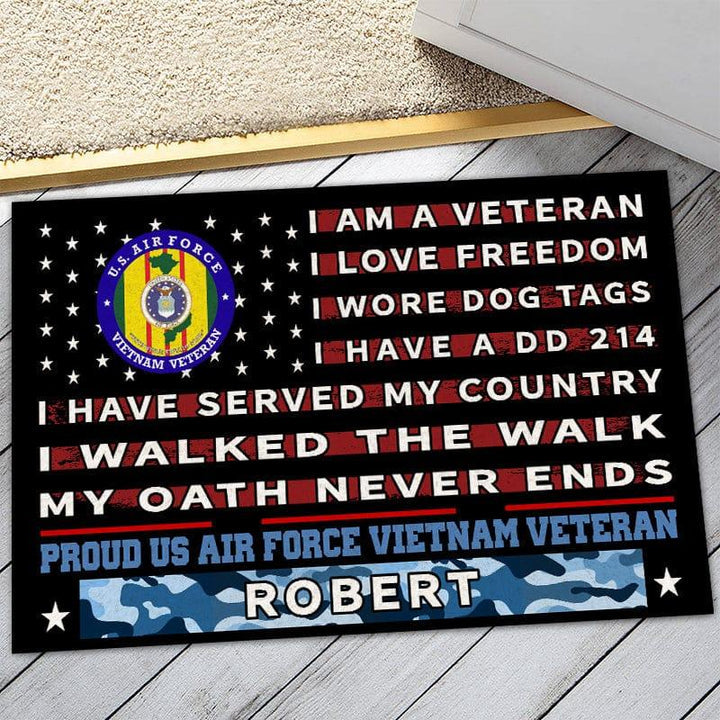 Veteran Doormat With Your Name Personalized Army Doormat