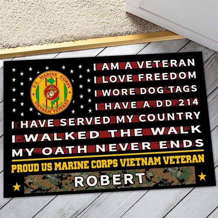 Veteran Doormat With Your Name Personalized Army Doormat