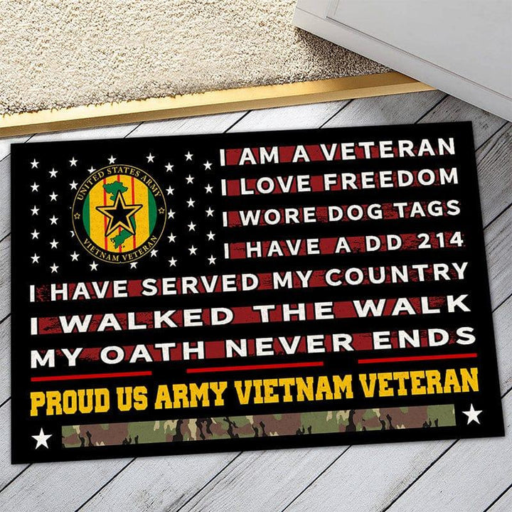 Veteran Doormat With Your Name Personalized Army Doormat