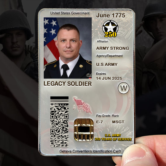 U.S. ARMY - 250 YEARS OF SERVICE CAC-Style Military Coin – Name, Photo & Service Details