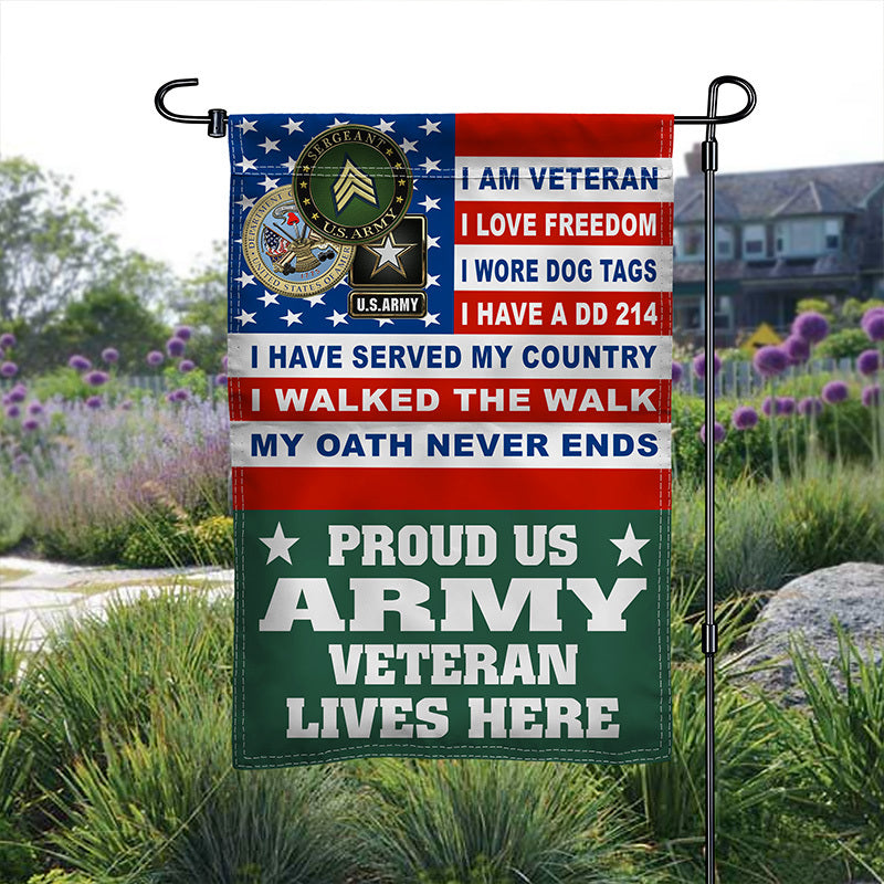 2024 U.S. Army Veteran Army Rank American Garden Flag