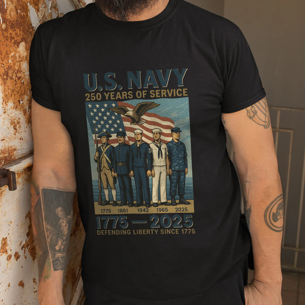 US Navy 250 Years Of Service Defending Liberty Since 1775 Front T-Shirt