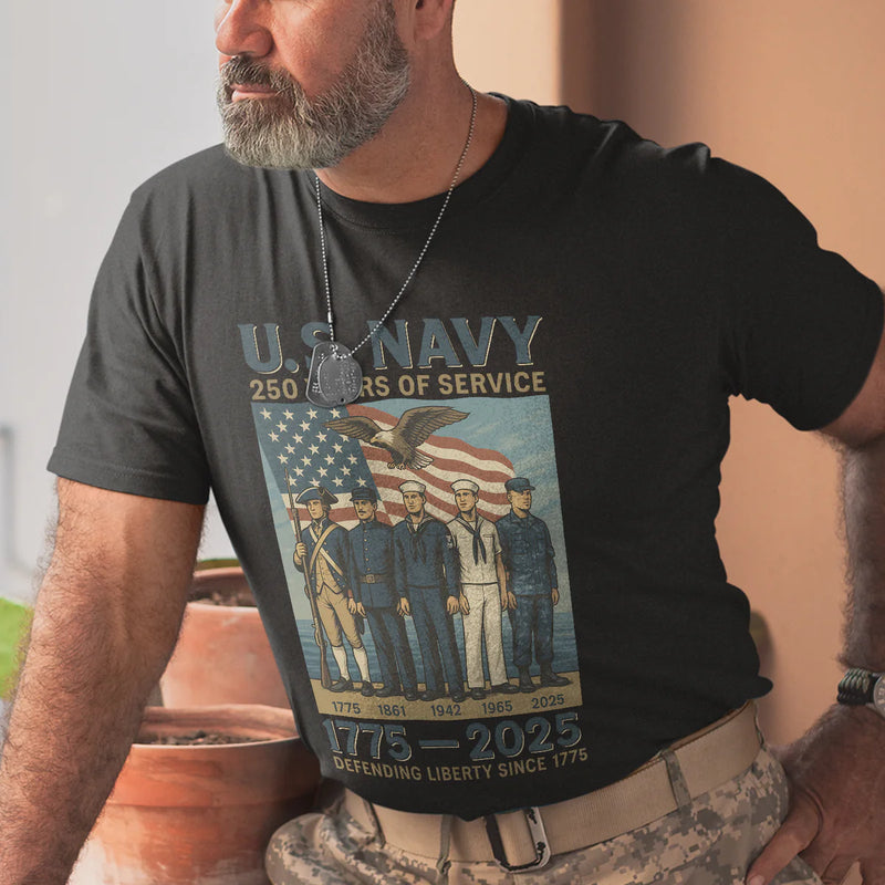 US Navy 250 Years Of Service Defending Liberty Since 1775 Front T-Shirt