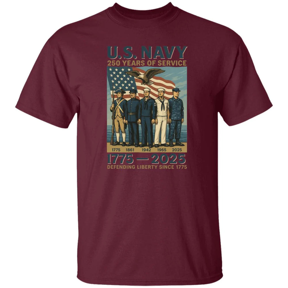 US Navy 250 Years Of Service Defending Liberty Since 1775 Front T-Shirt