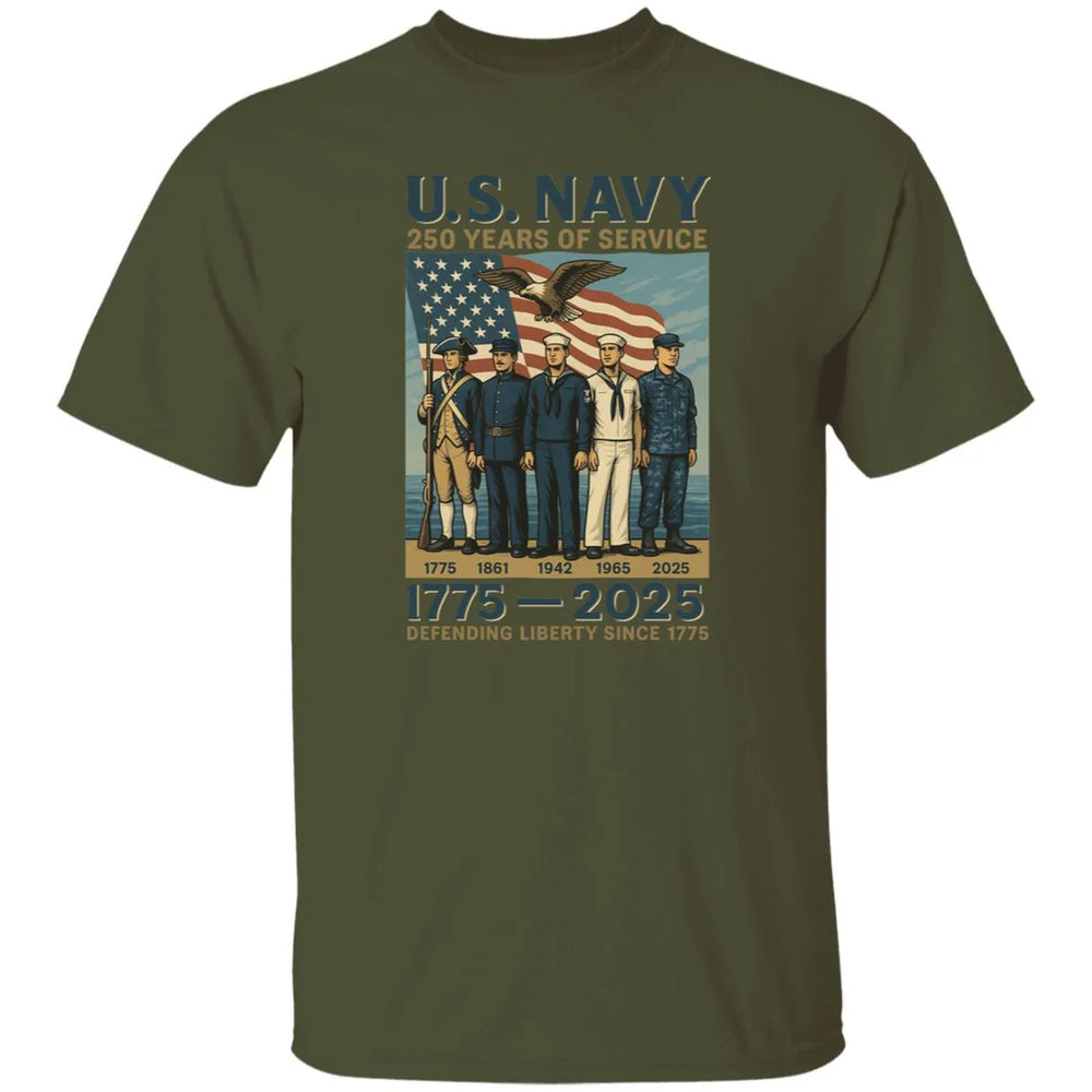 US Navy 250 Years Of Service Defending Liberty Since 1775 Front T-Shirt