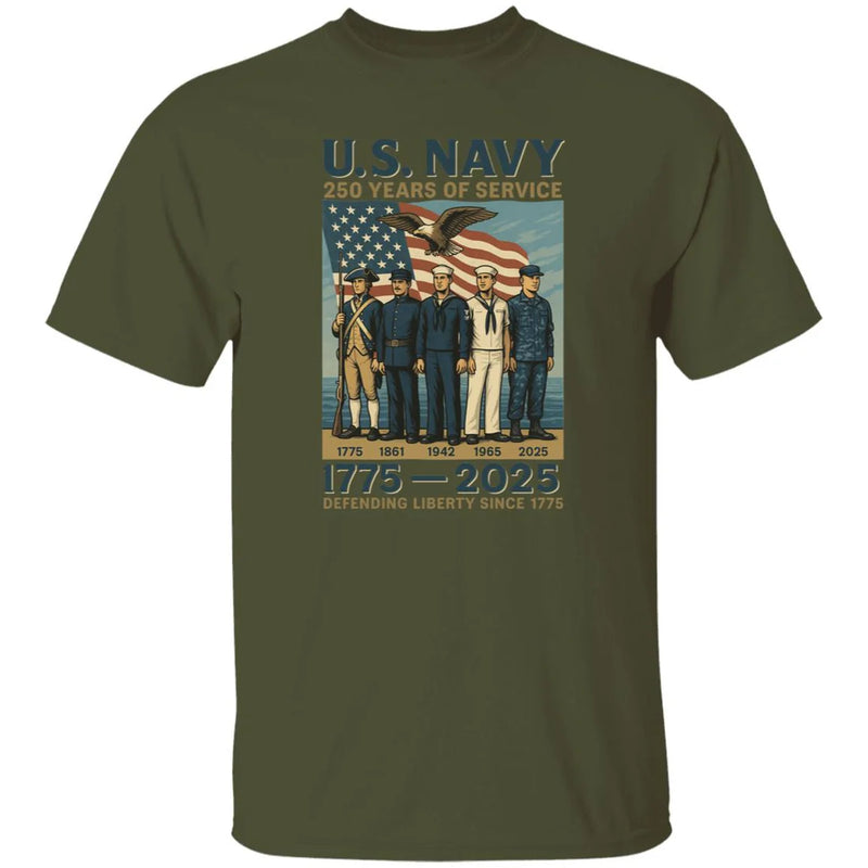US Navy 250 Years Of Service Defending Liberty Since 1775 Front T-Shirt