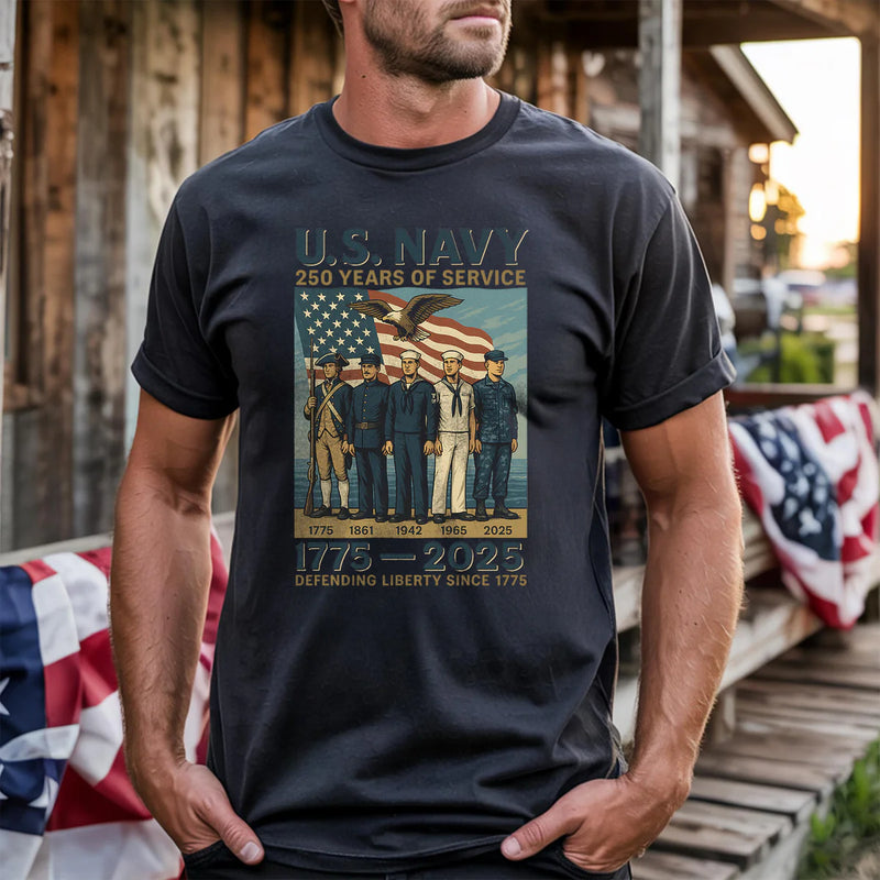 US Navy 250 Years Of Service Defending Liberty Since 1775 Front T-Shirt