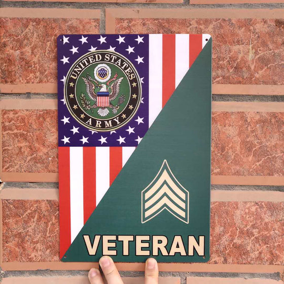 U.S. Army Veteran Enlisted Rank 8" x 12" Aluminum Metal Sign