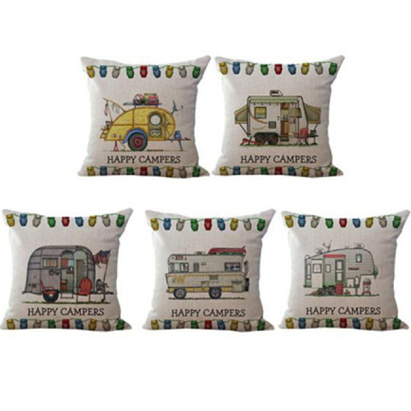 Happy Campers Pillow Cover cushion Cases Home
