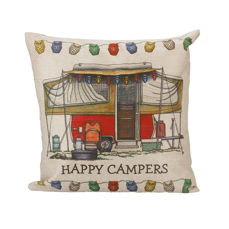 Happy Campers Pillow Cover cushion Cases Home