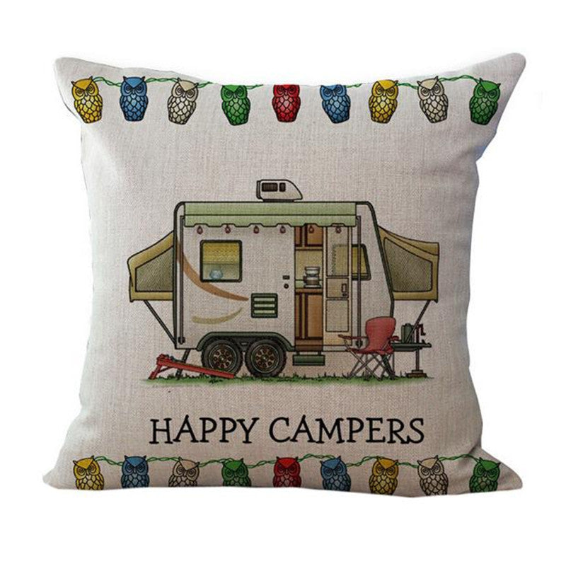 Happy Campers Pillow Cover cushion Cases Home