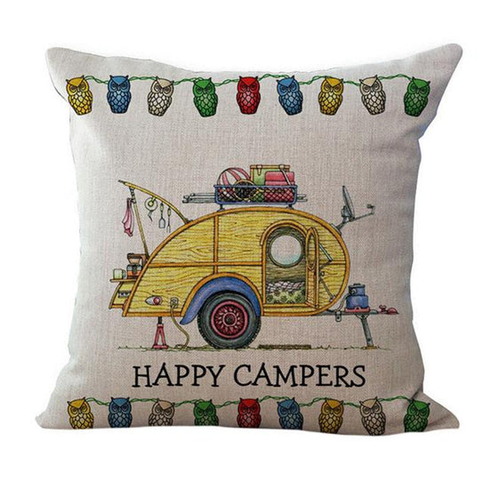 Happy Campers Pillow Cover cushion Cases Home