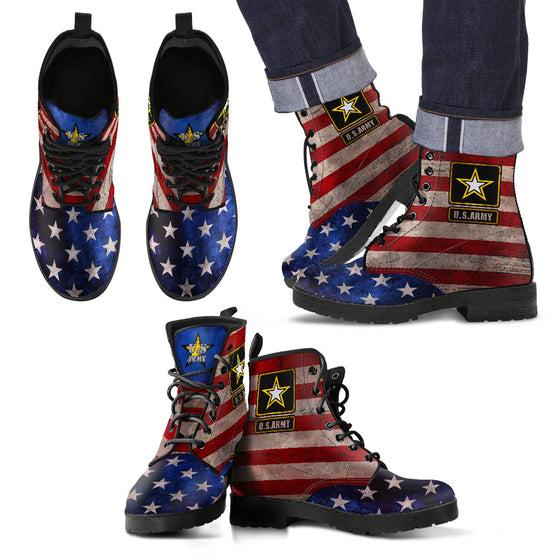 Star Army Leather Boots