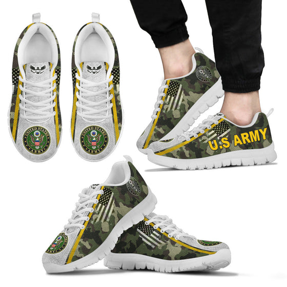US Army Camo Sneakers Running Shoes Black