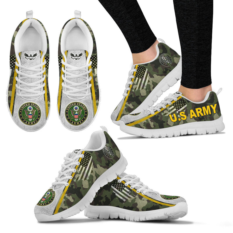 US Army Camo Sneakers Running Shoes Black