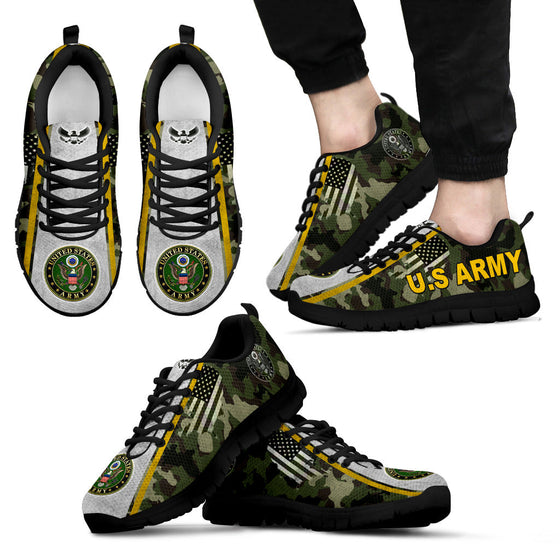 US Army Camo Sneakers Running Shoes Black