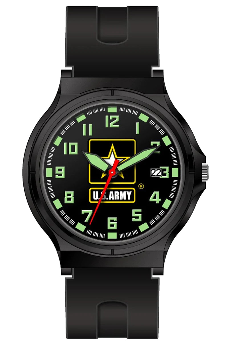 GLORITEES U.S. ARMY BLACK STRAP FIELD WATCH (BLACK)