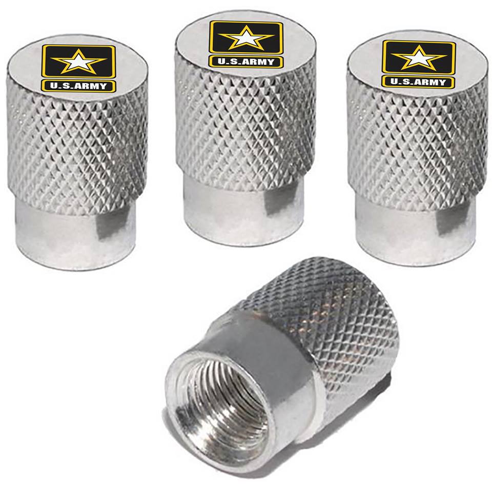 4 PCS/LOT Silver Billet Aluminum Knurled Tire Air Valve Stem Caps