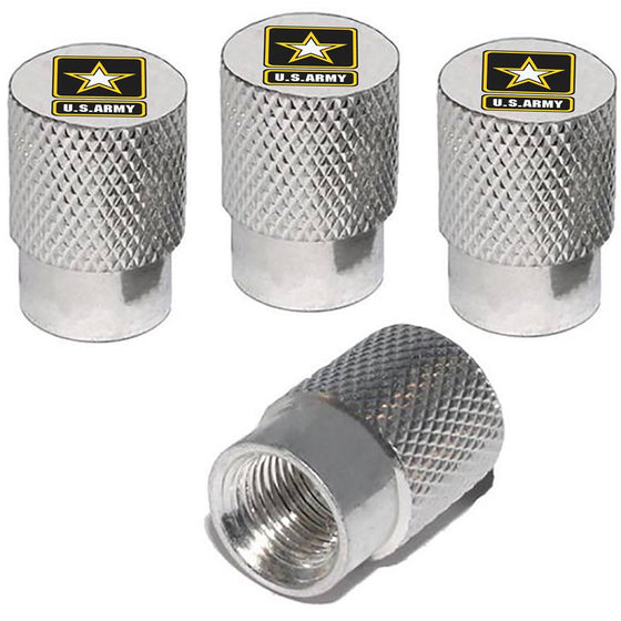 4 PCS/LOT Silver Billet Aluminum Knurled Tire Air Valve Stem Caps