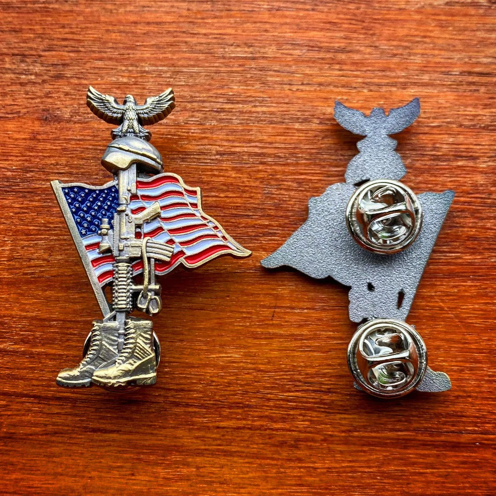 Boots Eagle American Flag Freedom Pin