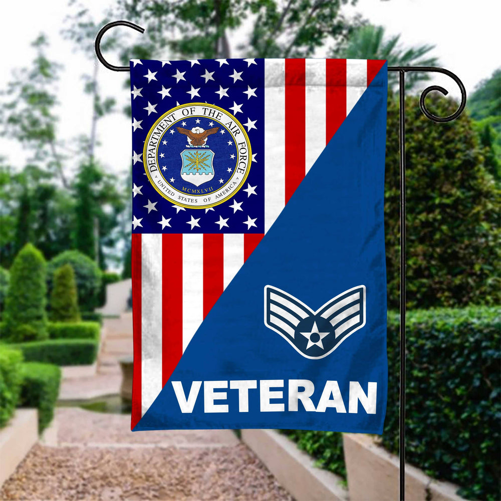 US Airforce Rank Air Force Veteran Garden Flag