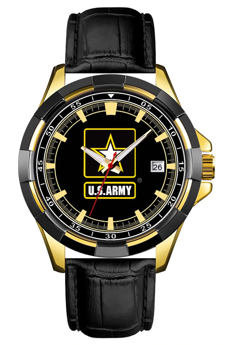 GLORITEES ARMY PREMIUM LEATHER STRAP WATCH